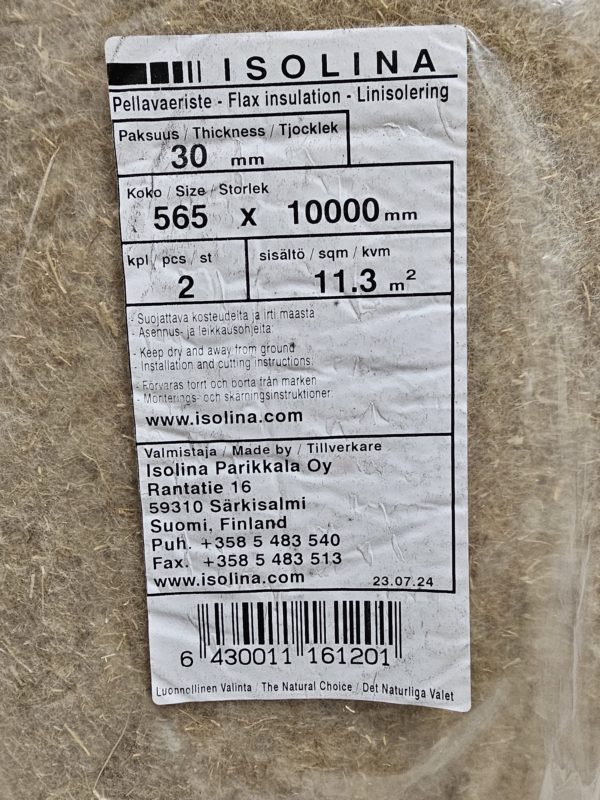 Linisolasjon 30mm, rull  - 11,3m2pr pakke - Bilde 3