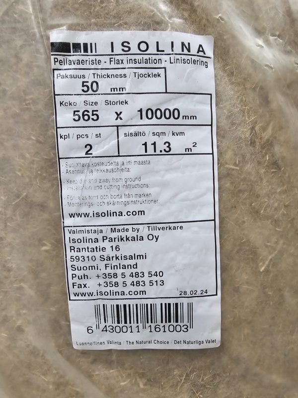 Linisolasjon 50mm, rull  - 11,3m2 pr pakke - Bilde 2