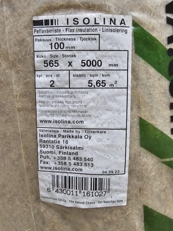 Linisolasjon 100mm, rull  - 5,65m2 pr pakke - Bilde 2