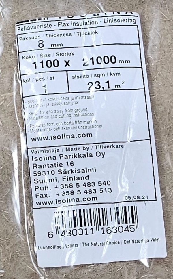 Parkett underlag av lin 8mm tykkelse 21,3m2 - Bilde 2