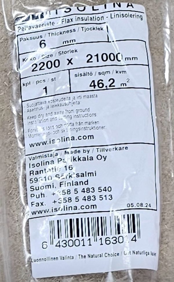 Parkett underlag av lin 6mm tykkelse 46,2m2 pr rull - Bilde 2